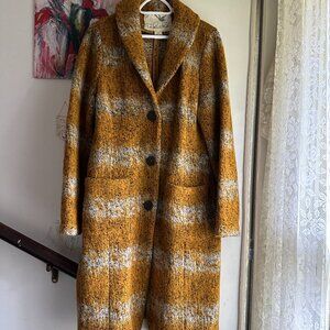 Anthropologie Tabitha Harvest Sweater Coat Mustard Yellow Wool Sz XL